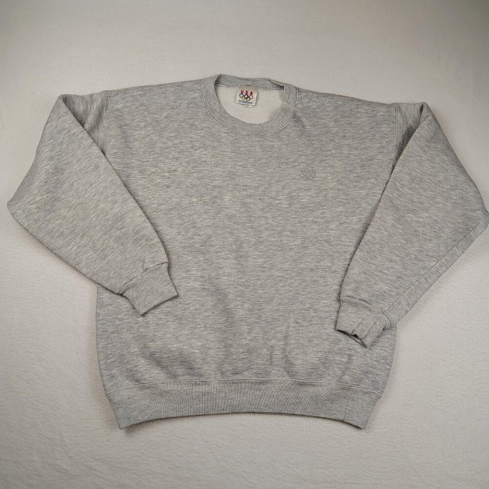 VTG 90's USA Olympic Sweatshirt Mens sz L Gray TRI BLEND Embroidered
